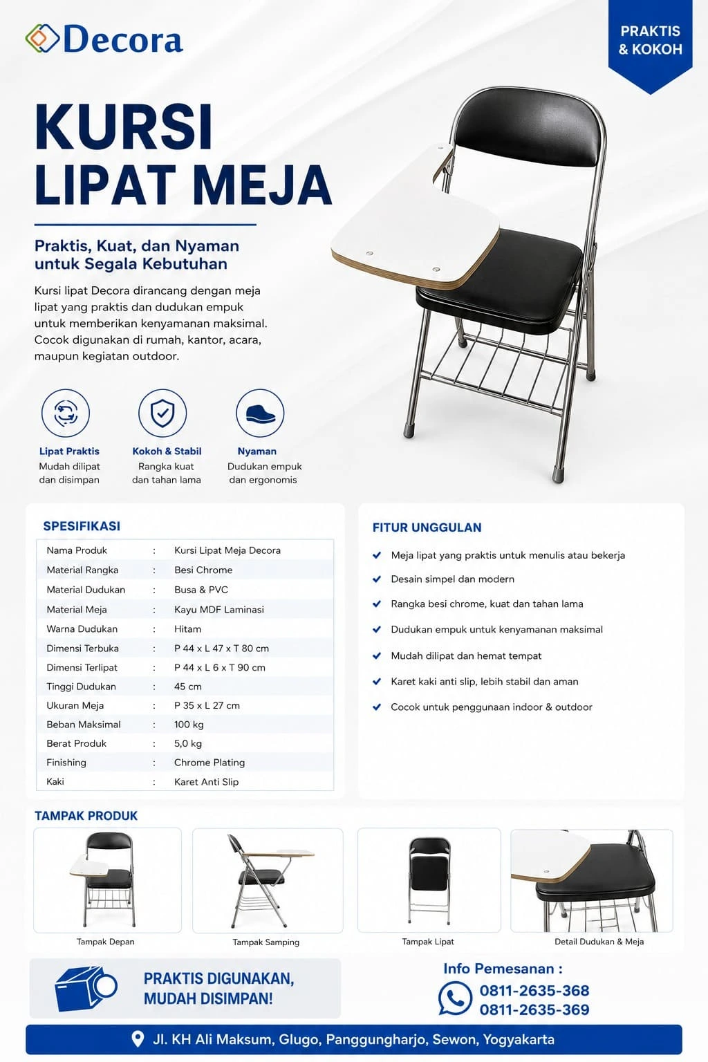Kursi Lipat Meja